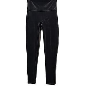 Spanx Womens Sz L Velvet Super Soft Highrise Gray Silver Chrome Leggings